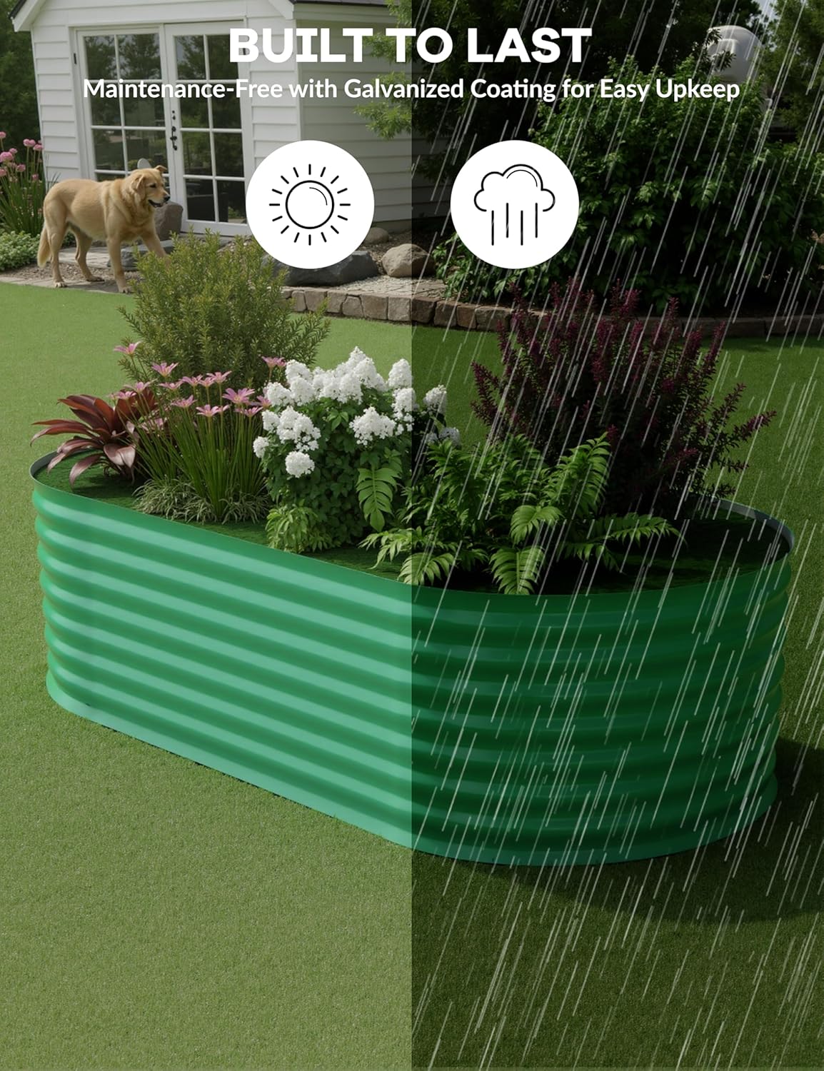 2 Pcs Raised Garden Beds Outdoor 6x3x2 ft - Galvanized Steel Planter Box for Vegetables, Flowers, Rust-Resistant Garden Box, Easy Assembly Raised Beds, Durable Planters for Outdoor Plants, Green