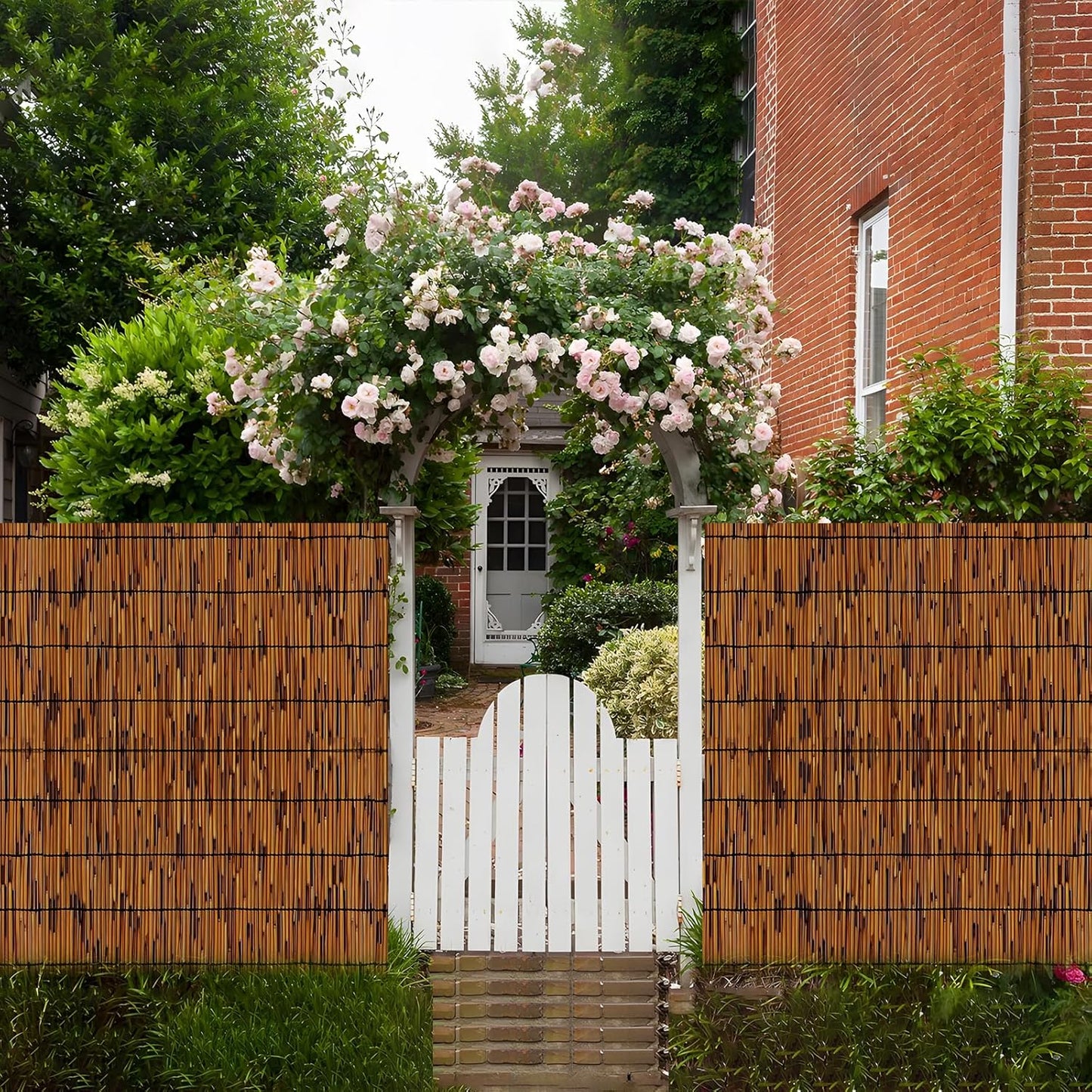 Natural Bamboo Reed Fence, 6FT x 16.4FT,Bamboo Fence Rolls 6 Feet High Outdoor for Garden, Decorative Fence for Outdoor Privacy Screening, Sun Blocking, Decorative Divider, Brown