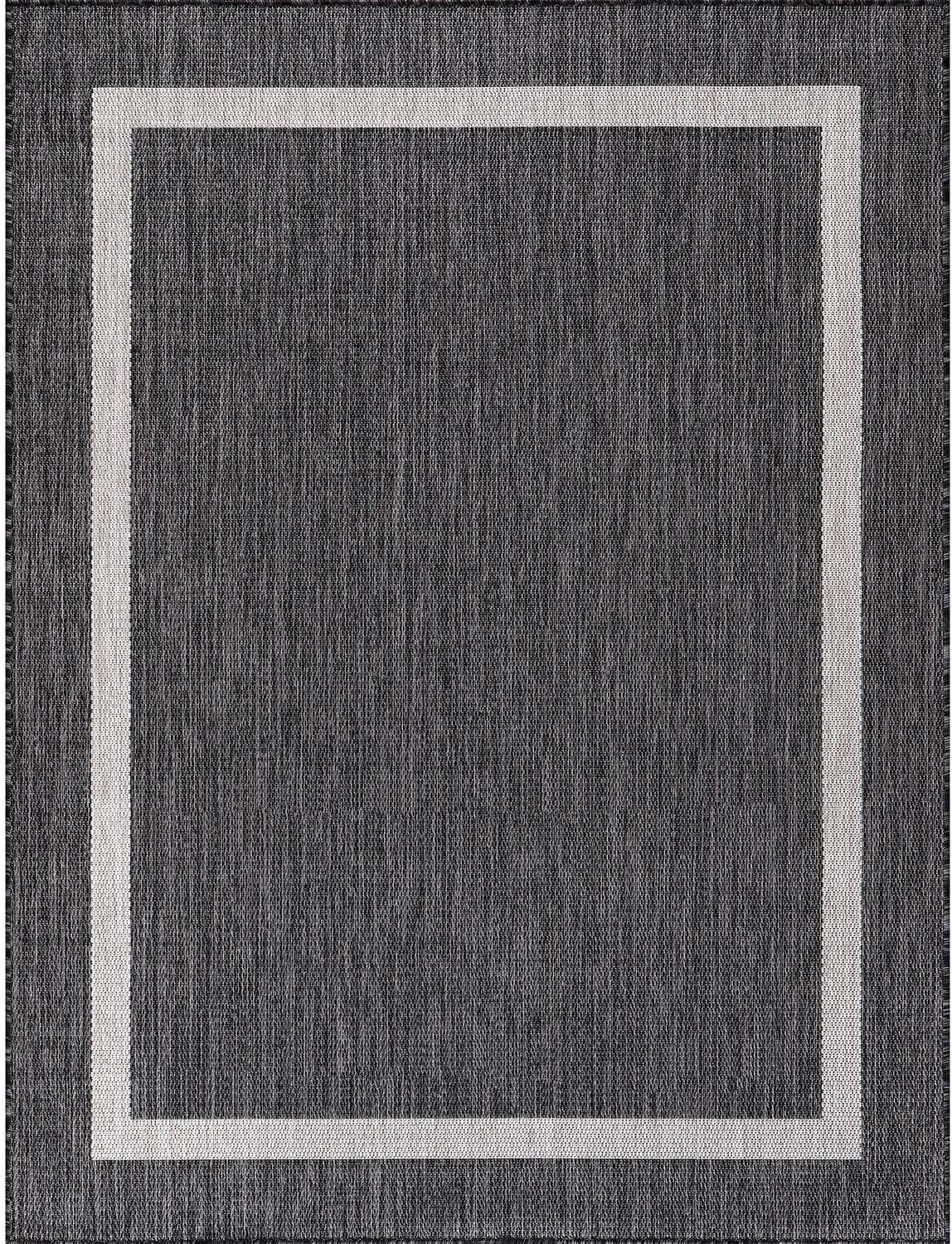 Bordered Outdoor Rug 8x10 Washable Outside Carpet for Indoor Patio Porch Waterproof Easy Cleaning Non Shedding Area Rugs Gray 8 x 10
