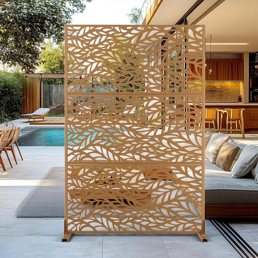Outdoor Privacy Screen,72" H×47" W Metal Privacy Screen, Freestanding Privacy Fence Panels for Patio