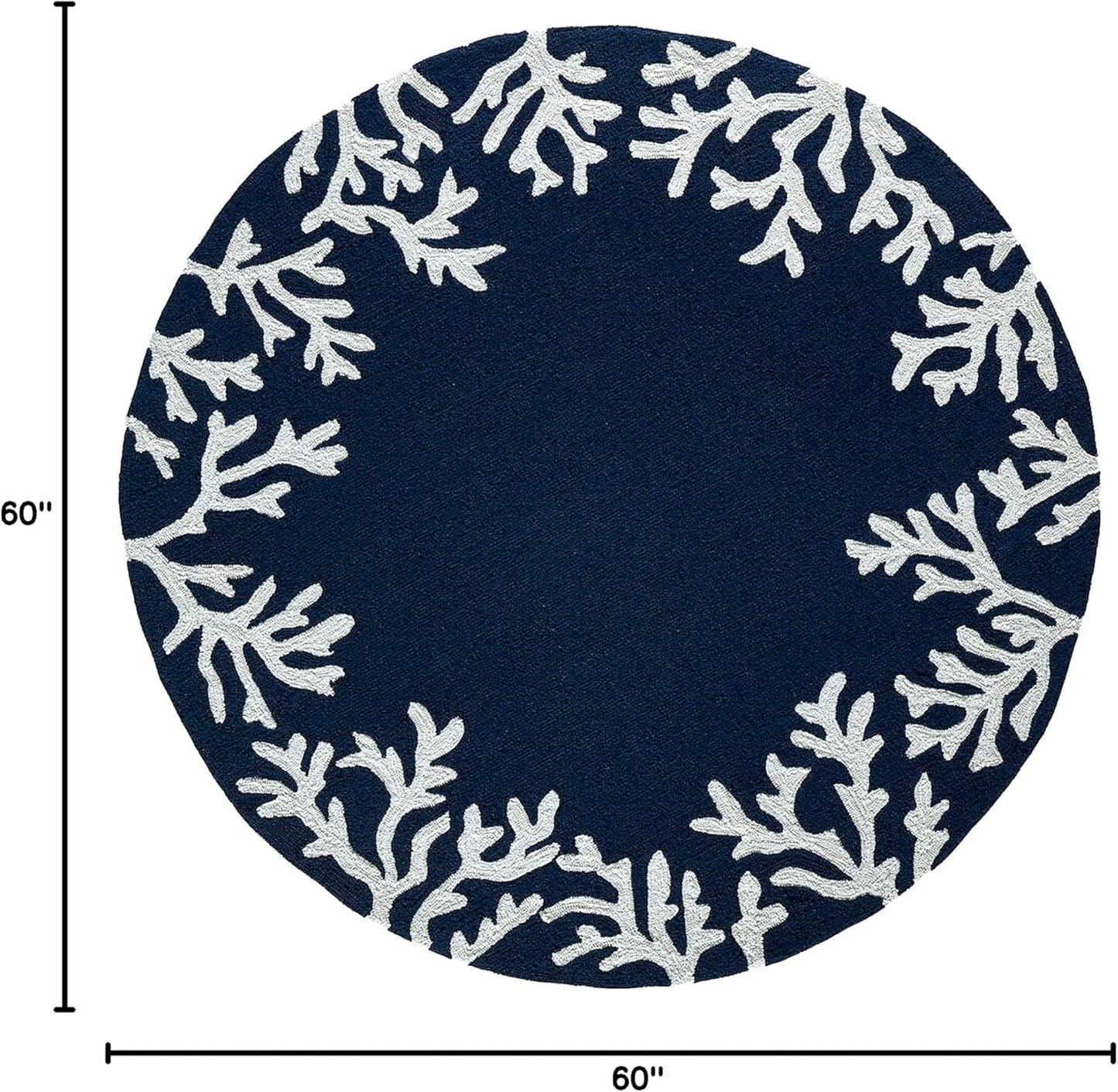 Liora Manne CAPRI Indoor/Outdoor Handmade Synthetic Blend Durable Area Rug - Traditional Border Coastal Beach Accent (Coral Border Navy) (5' Round)