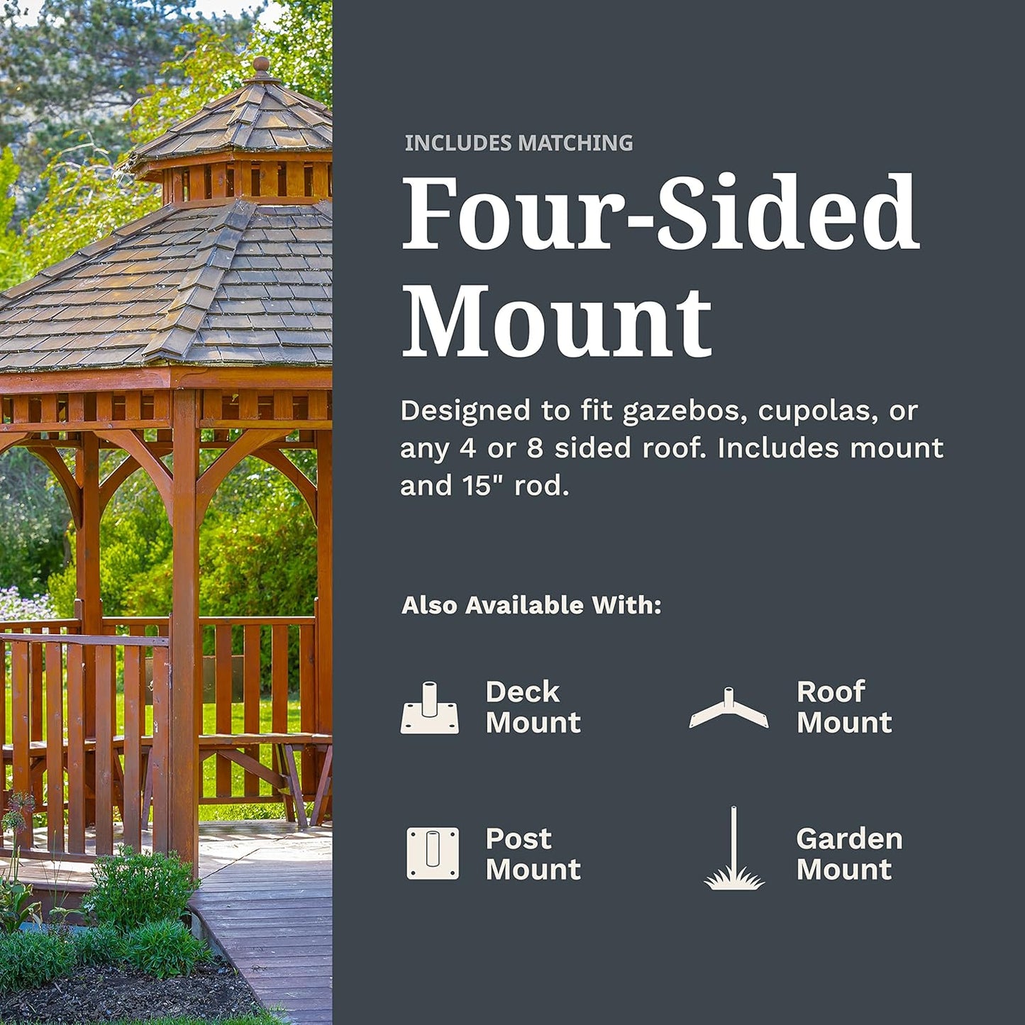 EZ Vane Steel USA Flag Weathervane 21” Height, Includes Metal 4-Sided Mount, Wind Cups & Brackets | Hand-Crafted and Family-Owned, Made in The USA with Triple Powder Coating, Limited