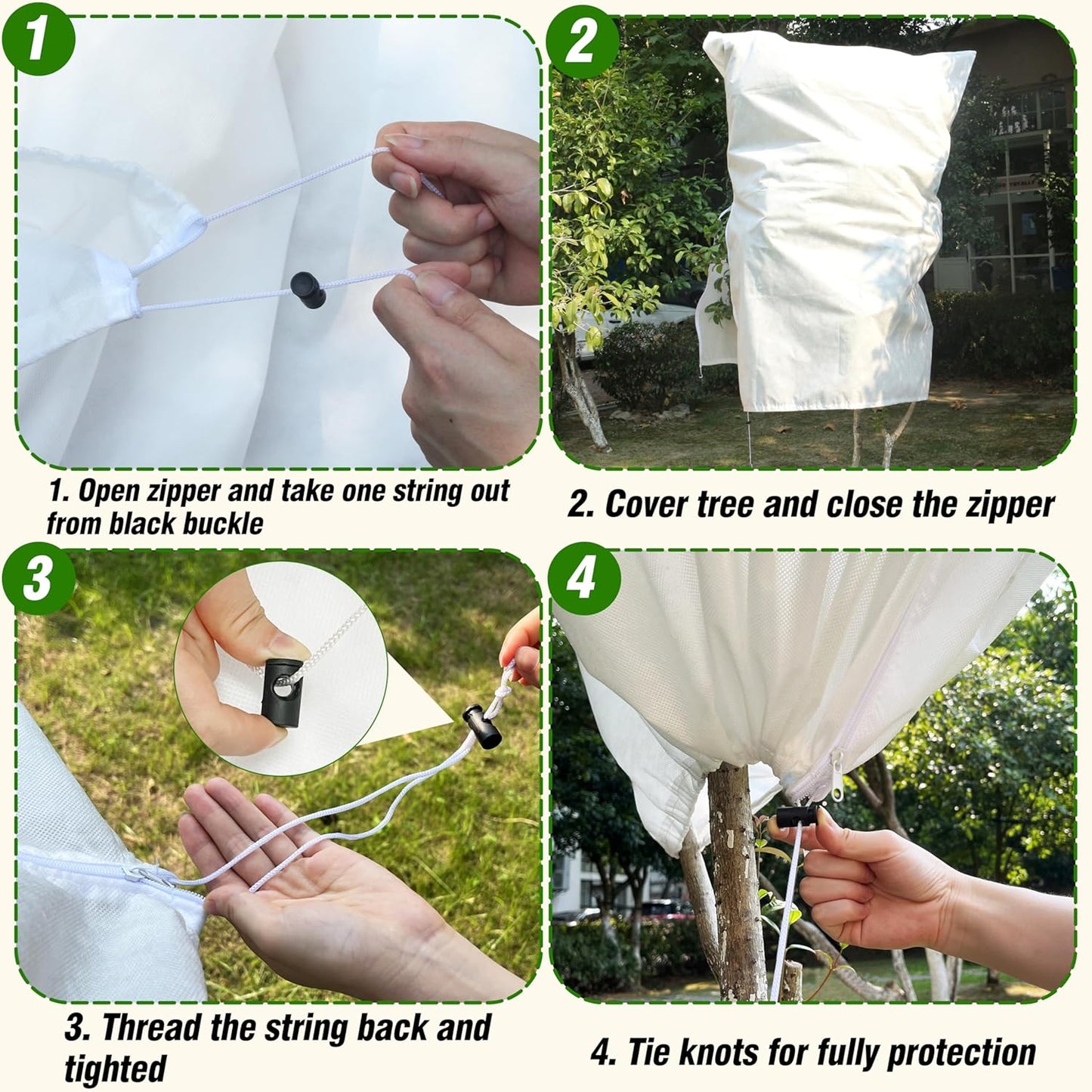 Gardzen 5-Pack Plant Covers Freeze Protection, Drawstring Tree Cover, Winter Freeze Plant Protection, Tree Jacket Frost Blanket for Outdoor Plants, 22.4" x 24"