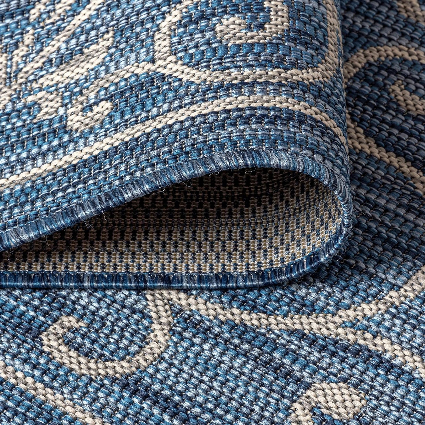 JONATHAN Y SMB106D-6SQ Charleston Vintage Filigree Textured Weave Navy/Gray 6' Square Indoor/Outdoor Area Rug, Pet Friendly, Non-Shedding, Stain Resistant, Easy-Cleaning for Backyard, Patio, Porch