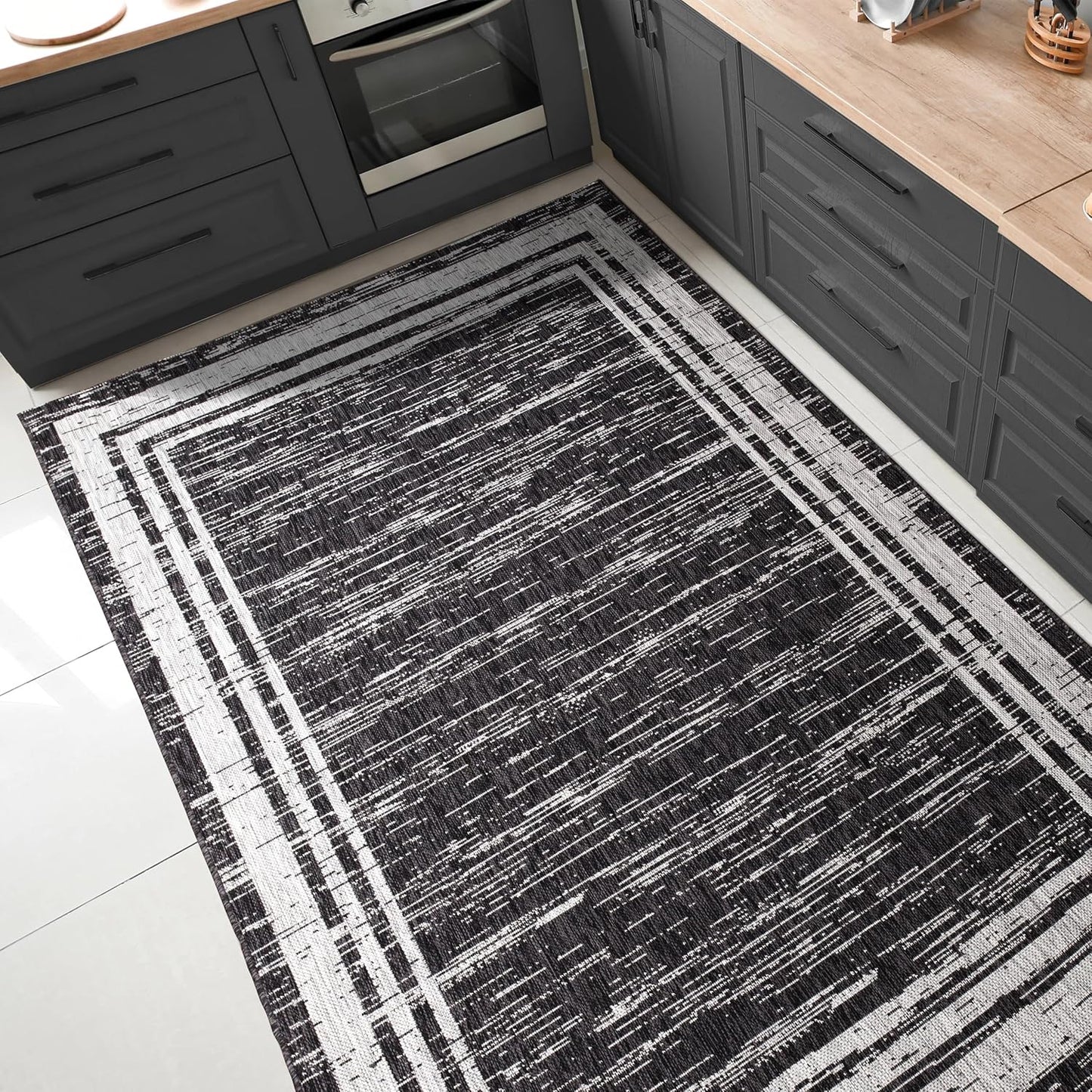 Keen Home Design Outdoor Rug - 8x10 Washable Indoor/Outdoor Rug for Patio, Balcony, Kitchen, Garden, Beach, Deck and Porch. Size: 7'9" x 10'2"