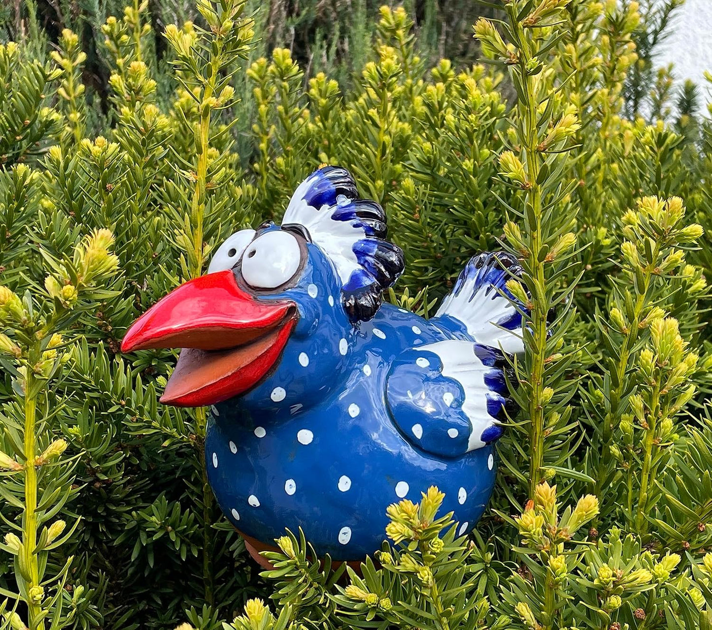 Ceramic Garden Decor - Bird Lawn stake - Outdoor statue - Perfect, unique gifts for gardeners woman, men, yard gifts - Handmade, Frostproof