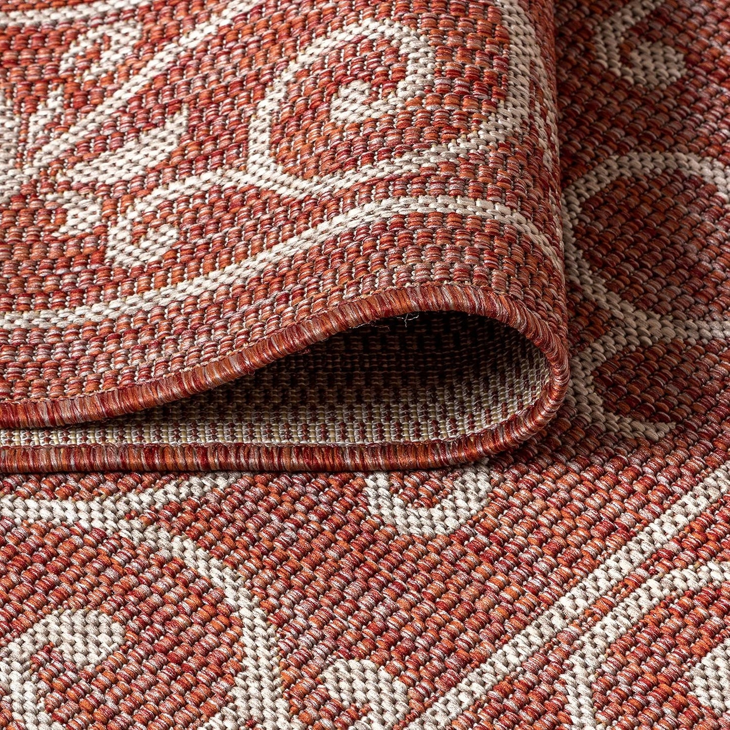 JONATHAN Y SMB106B-5TGN Charleston Vintage Filigree Textured Weave Red/Beige 5' Octagon Indoor/Outdoor Area Rug, Non-Shedding, Stain Resistant,Fade Resistant, Easy-Cleaning for Backyard Patio, Porch