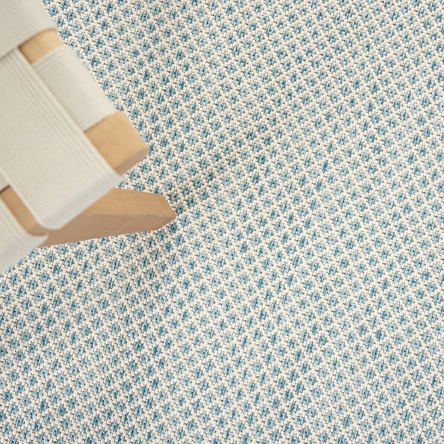 Nourison Courtyard Indoor/Outdoor Ivory Aqua 9' x 12' Area Rug, Geometric, Easy Cleaning, Non Shedding, Bed Room, Living Room, Dining Room, Deck, Patio, Backyard (9x12)