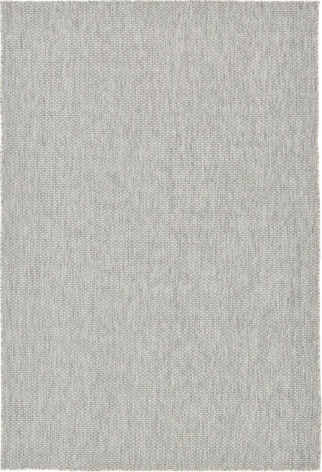 Unique Loom Collection Casual Transitional Solid Heathered Indoor/Outdoor Flatweave Area Rug (6' 1" x 9' Rectangle, Light Gray/Ivory)