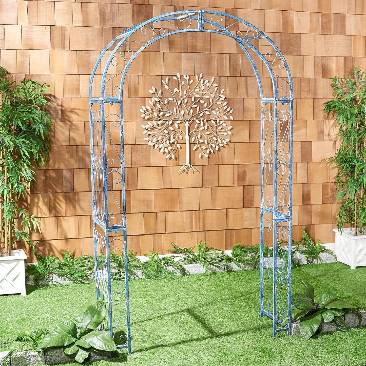 SAFAVIEH PAT5007C Outdoor Collection Pagan Victorian Antique Blue Arch