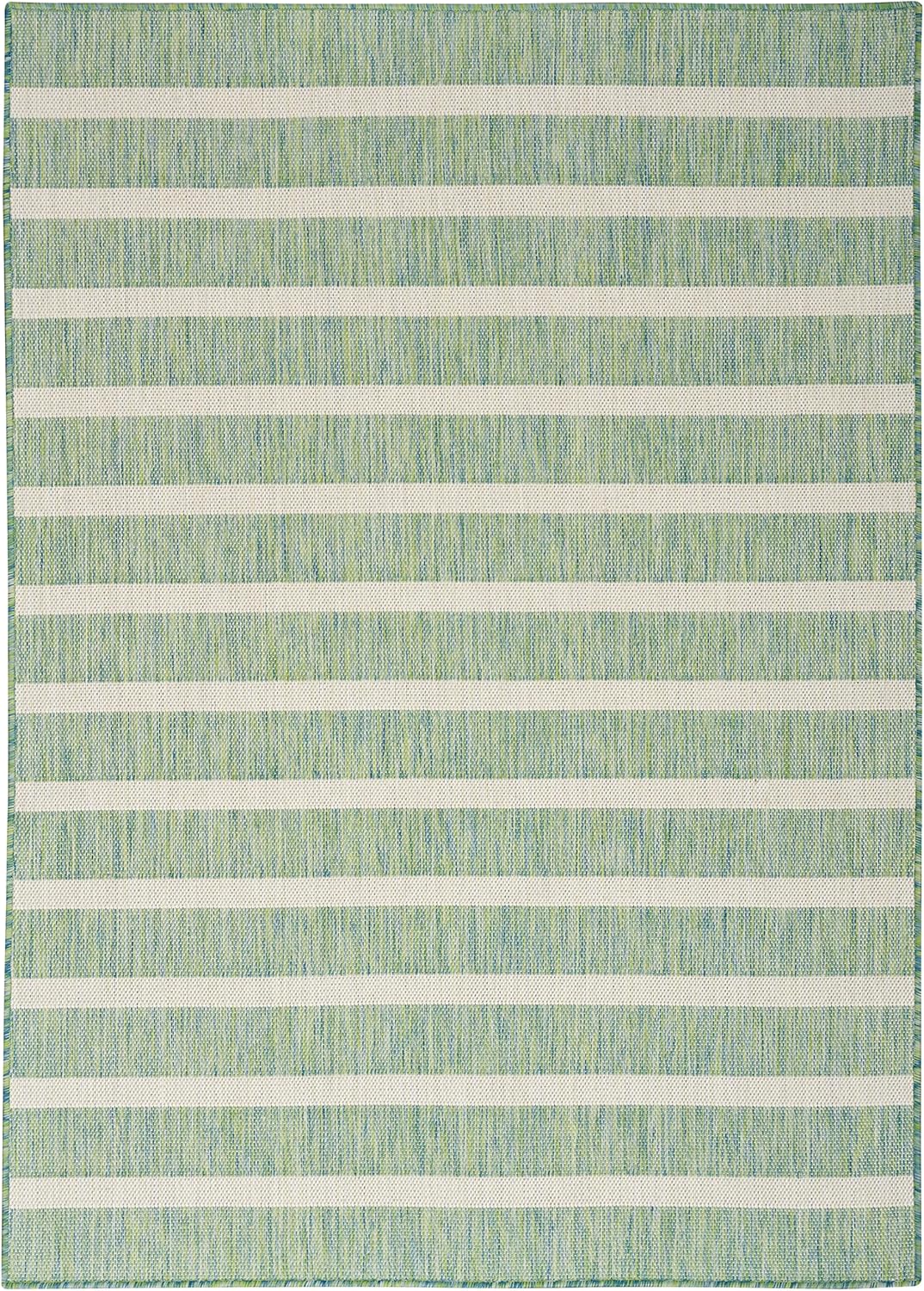 Nourison Home Positano Indoor/Outdoor Blue Green Ivory 6' x 9' Area Rug, Easy Cleaning, Non Shedding, Bed Room, Living Room, Dining Room, Deck, Backyard, Patio (6x9)
