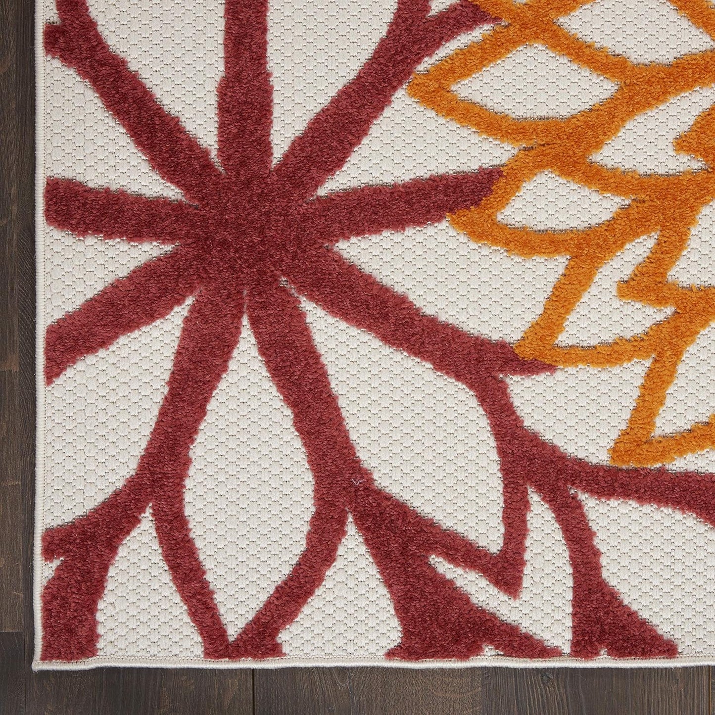 Nourison Home Aloha Indoor/Outdoor Floral Red Multi Colored 2'8" x 4' Area Rug, (3' x 4')