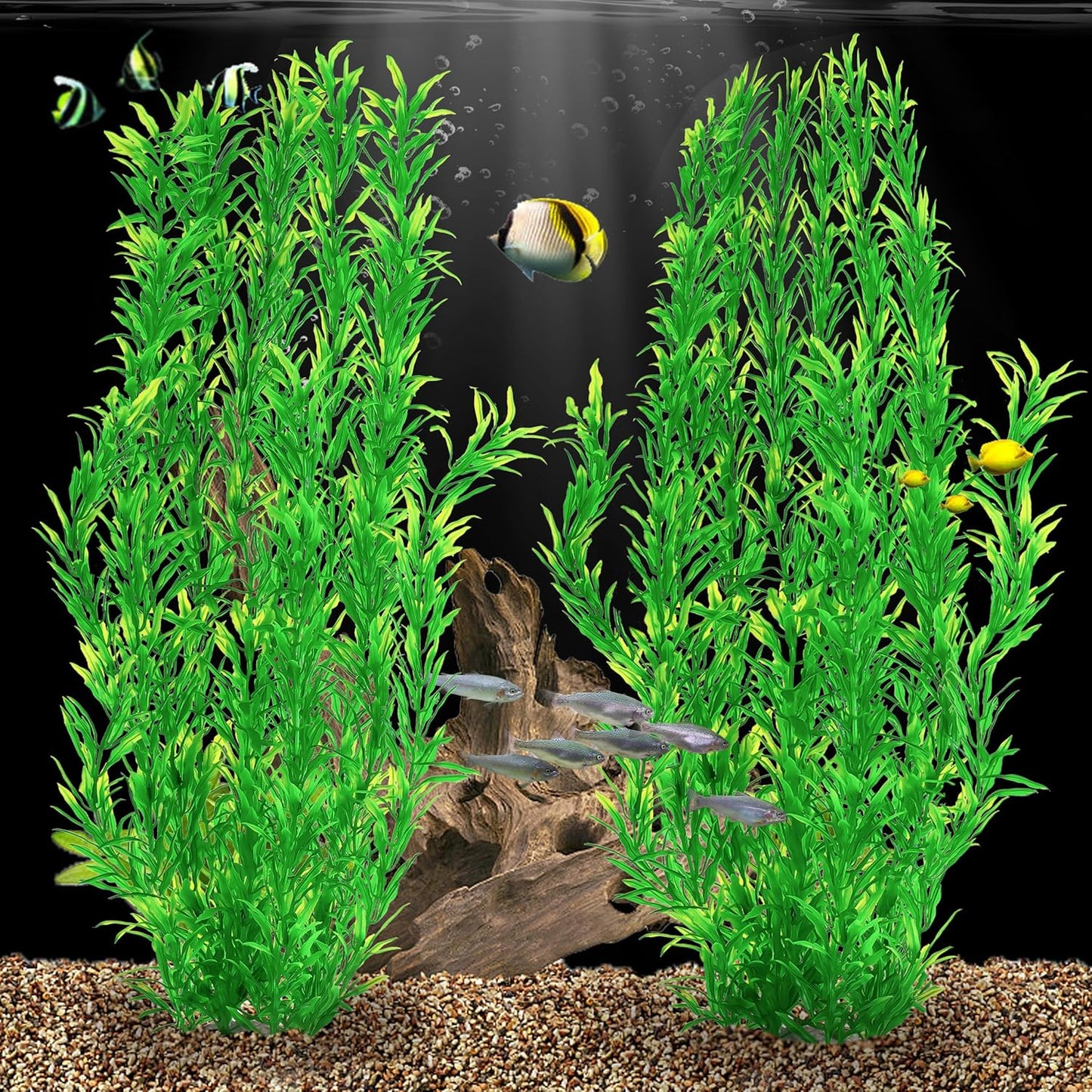MyLifeUNIT Aquarium Plants, 21 Inches Tall Plastic Fish Tank Plants for Fish Tank Decorations and Aquarium Decor (Green)