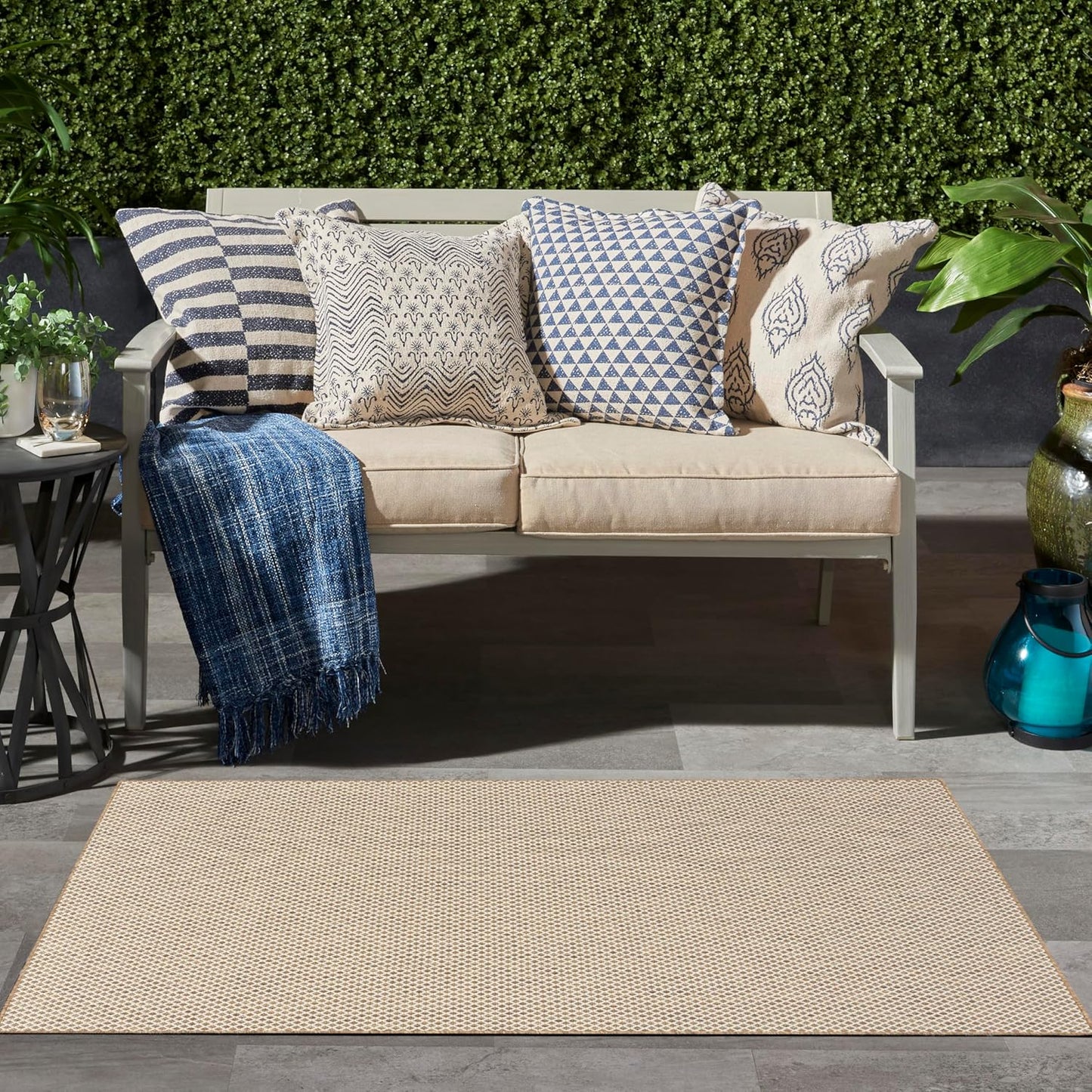 Nourison Home Courtyard Jute Ivory 2' x 3' Area Rug - Easy Clean, Non Shedding, Bed Room, Living Room, Dining Room, Kitchen (2' x 3')