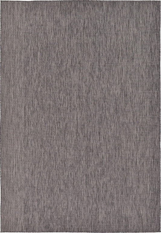 Unique Loom Collection Casual Transitional Solid Heathered Indoor/Outdoor Flatweave Area Rug (7' 1" x 10' Rectangle, Black/Ivory)