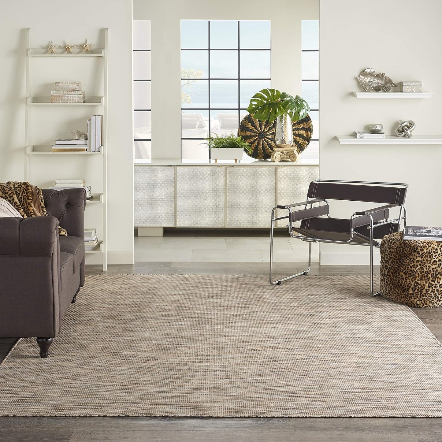 Nourison Home Positano 6' x 9' Beige Fabric Modern Indoor/Outdoor Area Rug