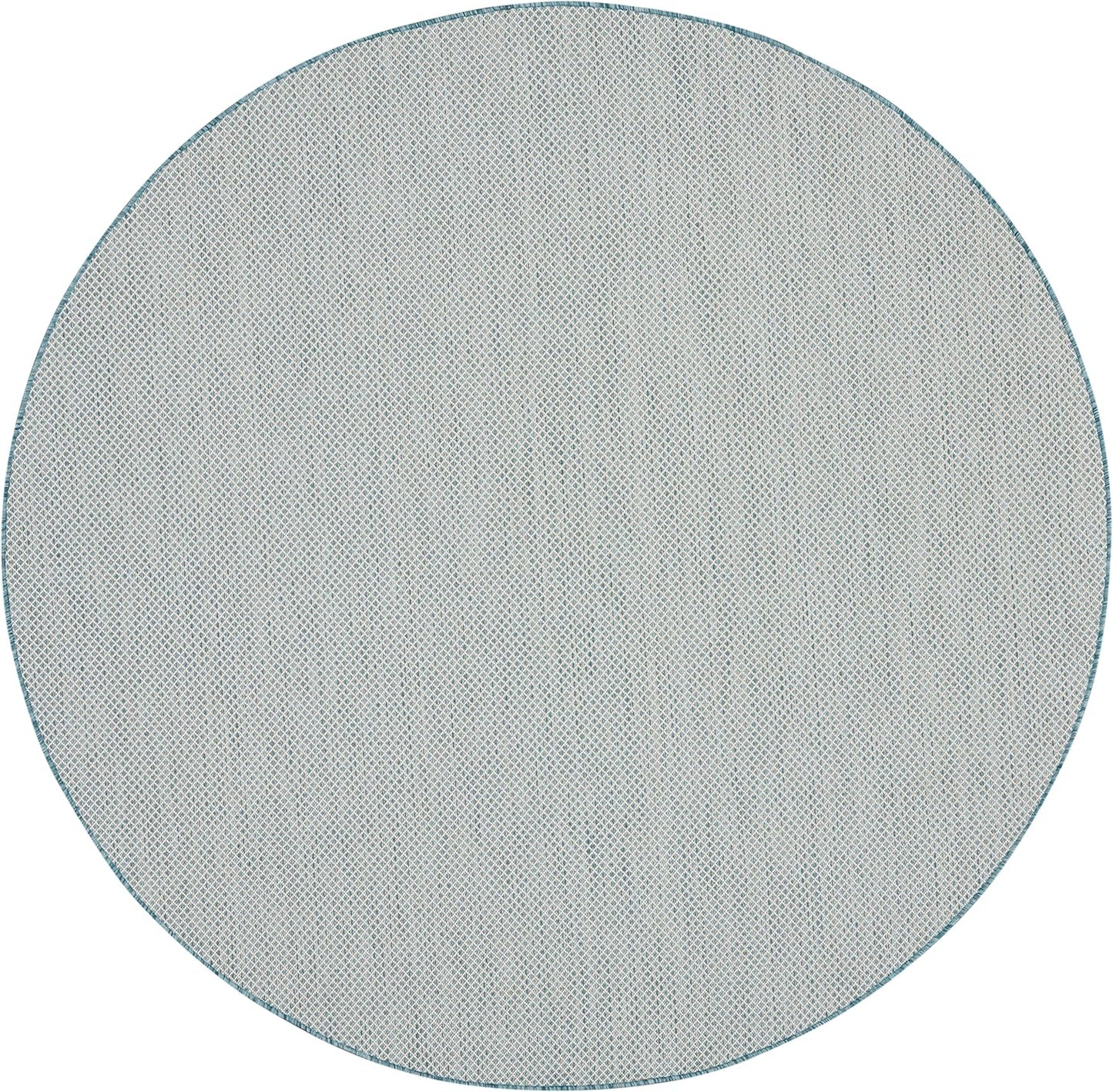 Nourison Home Courtyard 8' x Round Ivory Aqua Fabric Modern Area Rug (8' Round)