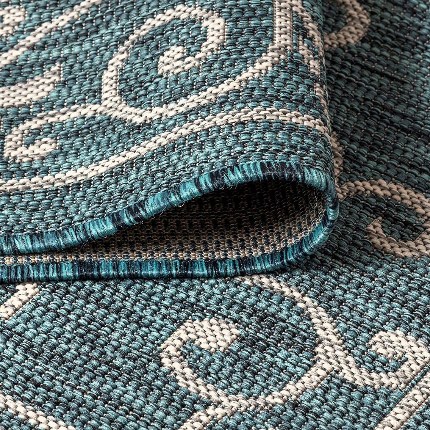 JONATHAN Y SMB106F-8 Charleston Vintage Filigree Textured Weave Indoor/Outdoor Teal/Gray 8 ft. x 10 ft. Area Rug, Classic,Easy Cleaning,HighTraffic,LivingRoom,Backyard, Non Shedding