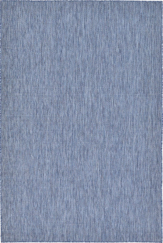 Unique Loom Collection Casual Transitional Solid Heathered Indoor/Outdoor Flatweave Area Rug (6' 1" x 9' Rectangle, Blue/Navy Blue)