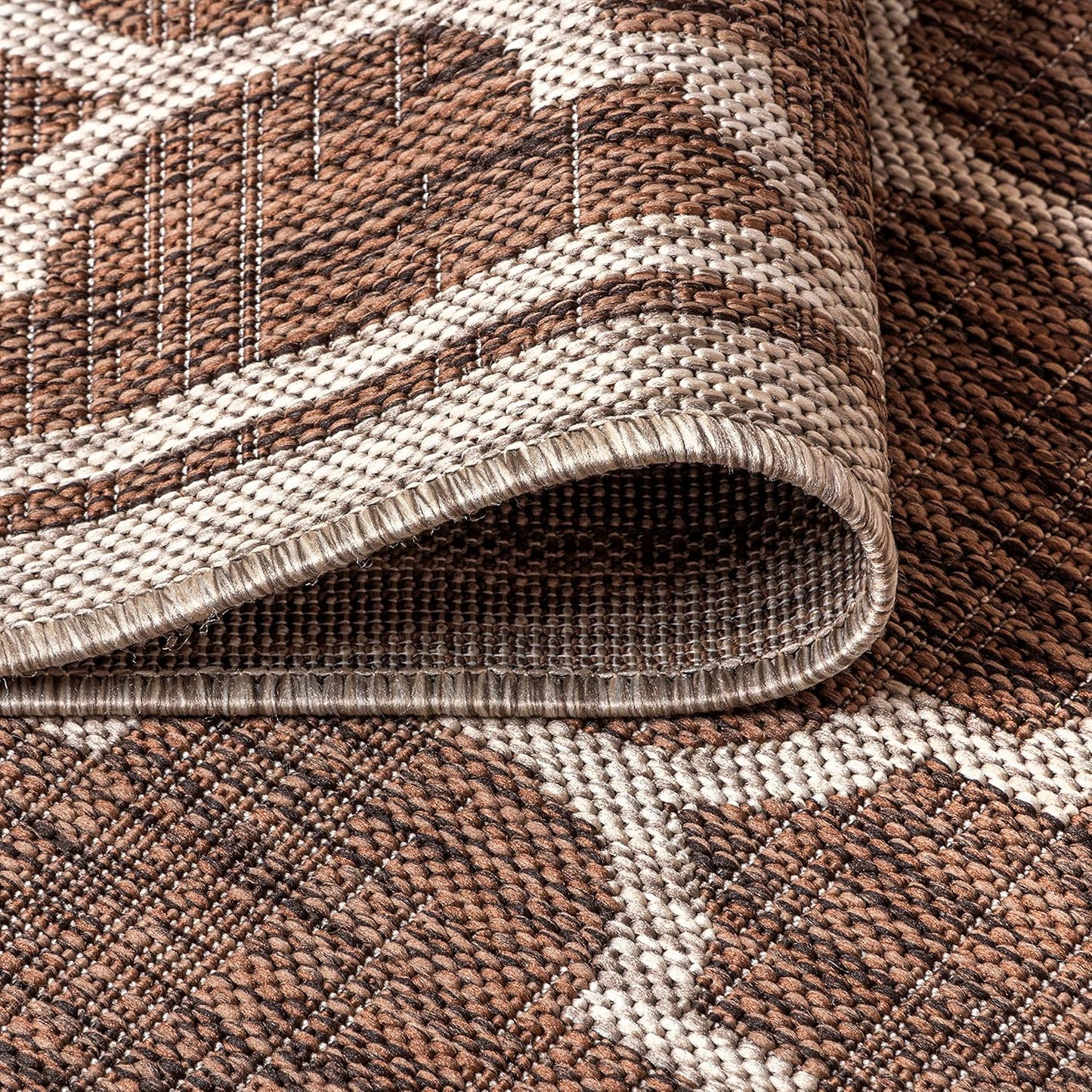 Eyely BMS109B-5TGN Trebol Moroccan Trellis Textured Weave Espresso/Taupe 5' Octagon Indoor/Outdoor Area Rug, Espresso/Taupe, 5' Octagon, Indoor/Outdoor, Area Rug
