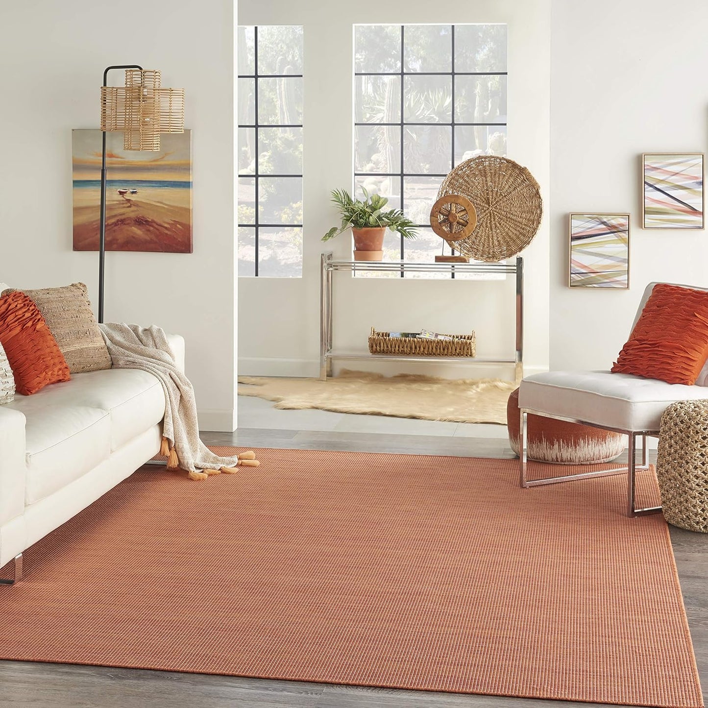 Nourison Home Positano 7' x 10' Terracotta Fabric Modern Area Rug (7' x 10')
