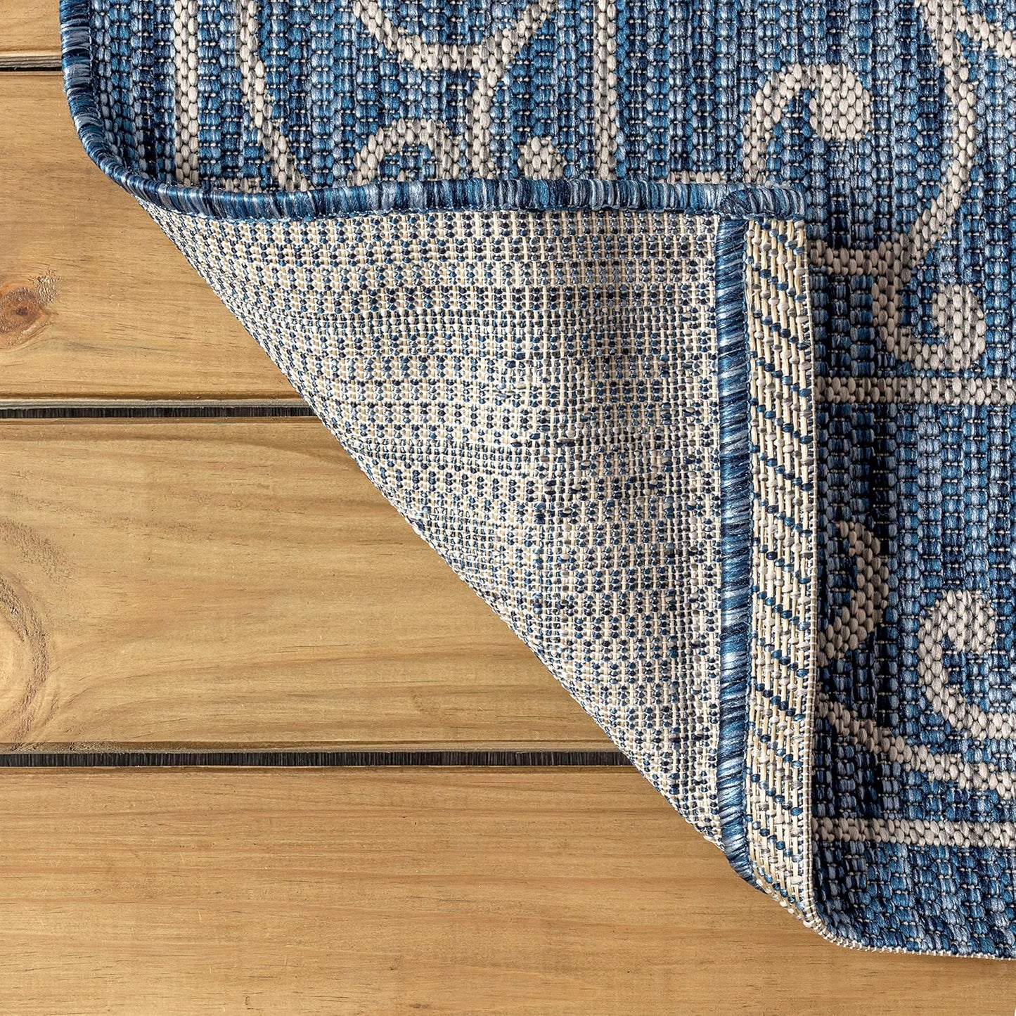 JONATHAN Y SMB106D-9SQ Charleston Vintage Filigree Textured Weave Navy/Gray 9' Square Indoor/Outdoor Area Rug, Pet Friendly, Non-Shedding, Stain Resistant, Easy-Cleaning for Backyard, Patio, Porch