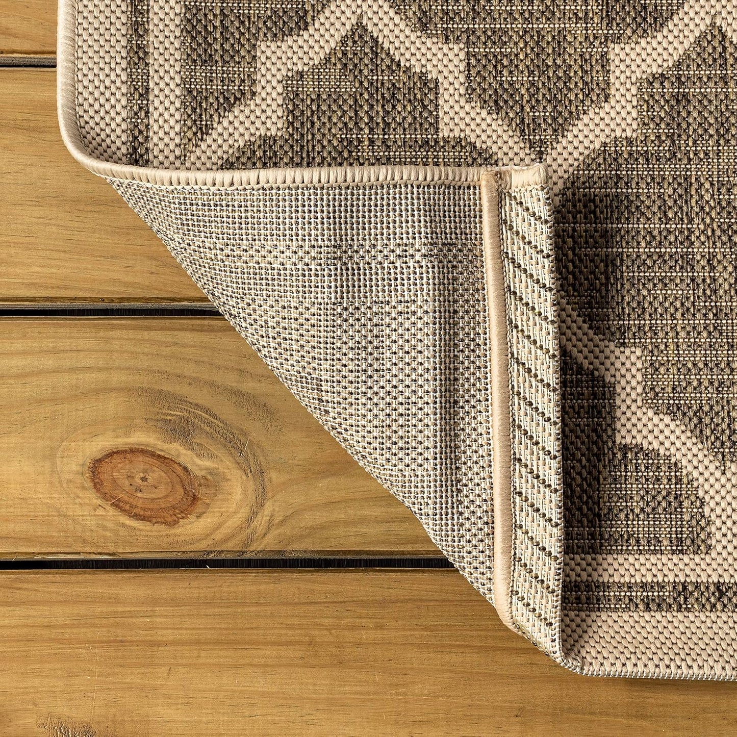 Eyely BMS109A-220 Santa Monica Trebol Moroccan Trellis Textured Weave, Pet Friendly, Non-Shedding, Stain Resistant, Easy-Cleaning, Brown/Beige, 2 ft. x 20 ft., Indoor/Outdoor, Runner Rug