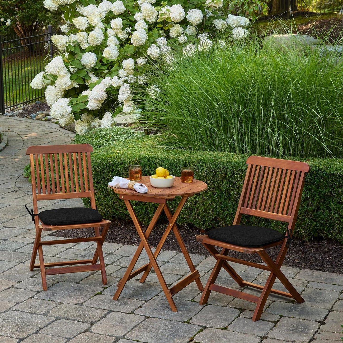 Arden Indoor/Outdoor Foam Seat Pad, 2 Pack, 17 x 16, Patio Cushion, Water Repellent, Fade Resistant, Foam Cushion Black Leala