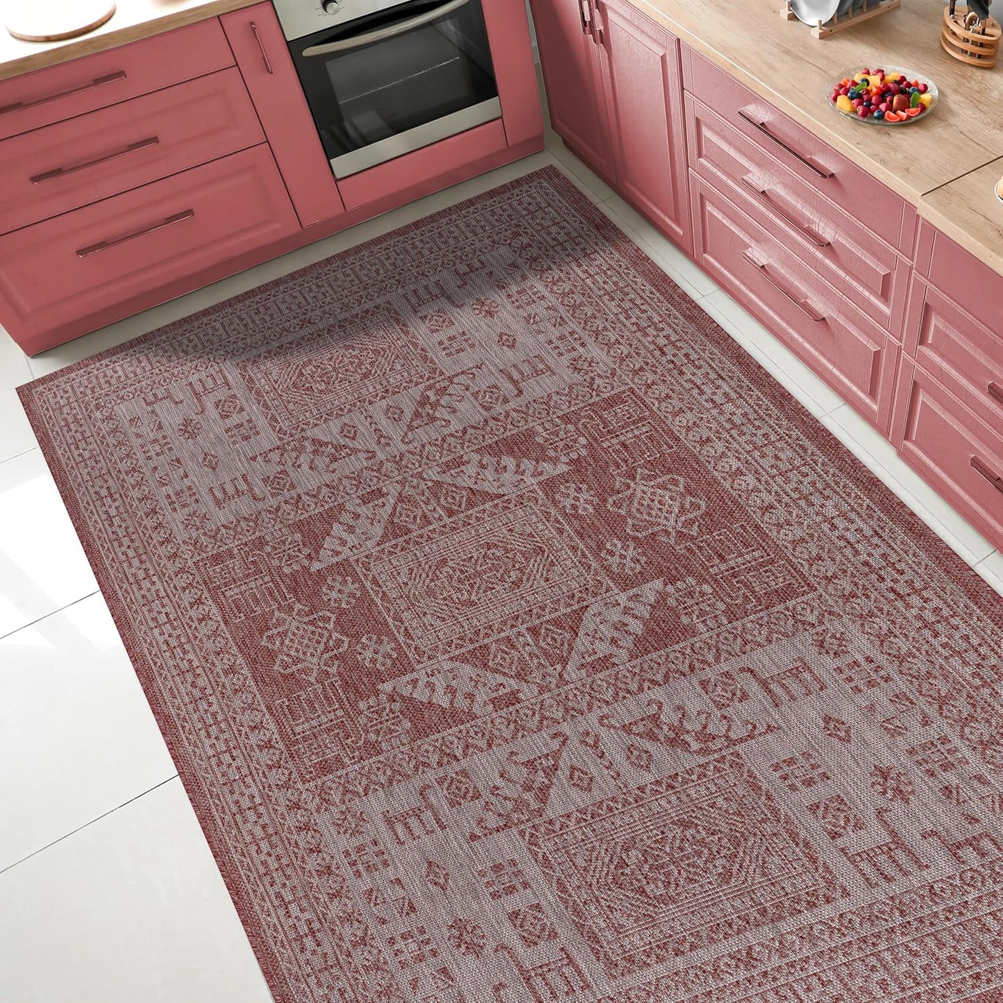 Keen Home Design Terrace Outdoor Area Rug - 5x8 Washable Indoor/Outdoor Rug for Patio, Kitchen, Balcony, Beach, Garden, Deck and Porch, Size: 5'3"x7'7"