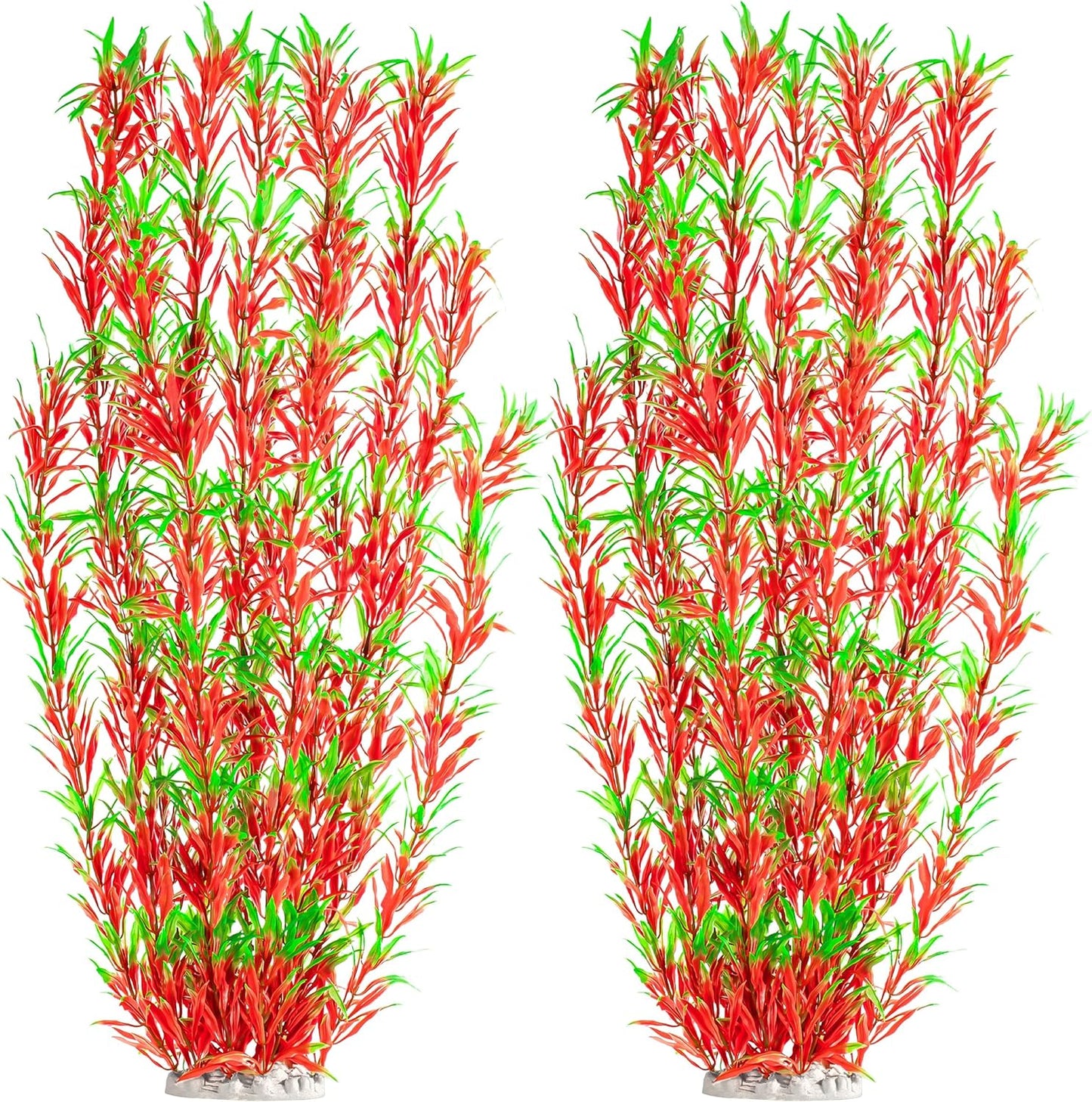 MyLifeUNIT Aquarium Plants, 21 Inches Tall Plastic Fish Tank Plants for Fish Tank Decorations and Aquarium Decor (Wine Red)