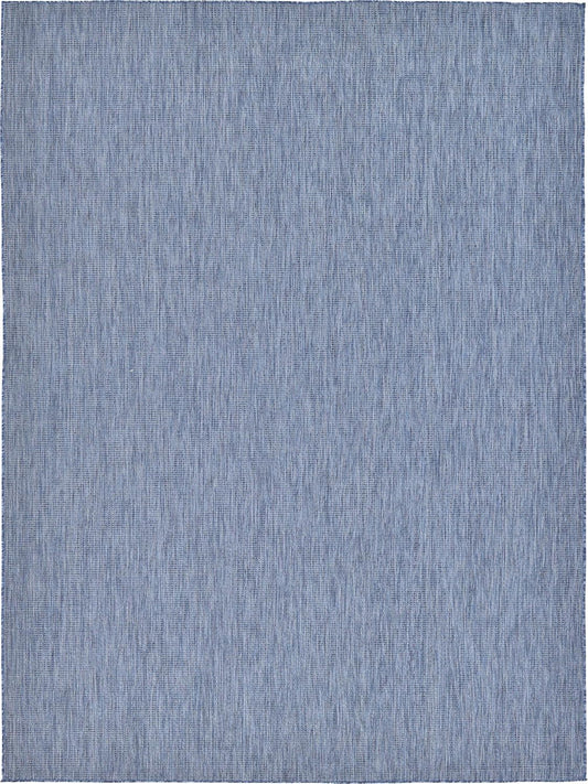 Unique Loom Collection Casual Transitional Solid Heathered Indoor/Outdoor Flatweave Area Rug (9' x 12' Rectangle, Blue/Navy Blue)